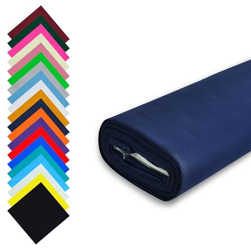 Fashion Track marineblauer Stoff Baumwolle Meterware UK - 147,5 cm breit - 100% Baumwollstoff einfarbig - 60 Quadrat - erhältlich in 20 Farben und 5 Größen (1 Meter, Marineblau)