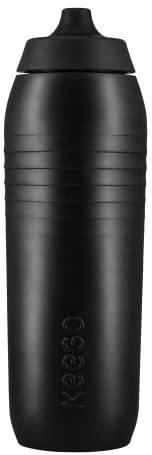 KEEGO | Die Evolution der Sportflasche | Elastisches Titan | Schützt vor Plastik im Wasser | Leicht und quetschbar | reiner Geschmack | einfache Reinigung (Black 750ml)