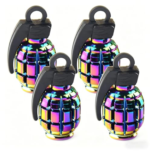 4 Pcs Cycling Valve Caps Tyre Caps Dust Covers Aluminum Alloy Tire French Style Valve Grenade Style Tire Valve Stem Caps for Road Bicycle