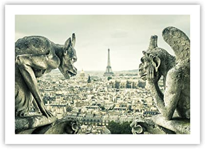ARTTOR Poster sans Cadre 70x50 cm Affiche Architecture Villes - 4544 - P2X | Gargouilles Paris Notre Dame Poster Mural Moderne Décoratif Art Mural Impression d'Art Salon Tableau Décoration ARTTOR