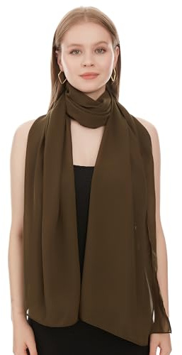 Chiffong Sjal Scarf För Dam – Lätt Och Tunn Halsduk Mode Sjalar för Kvinnor - Chiffon Vårsjal - Elegant Sommarsjal För Damer - Chiffongsjal Bröllopssjal Balwrap Cocktailsjal (Khaki)