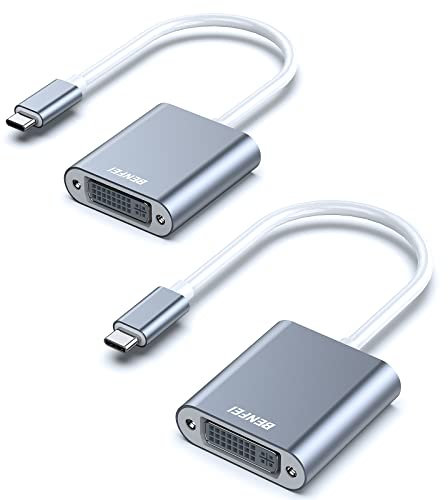 BENFEI adattatore da USB C a DVI, 2 Confezioni Adattatore USB Tipo C a DVI-D [Compatibile Thunderbolt 3/4] convertitore per iPhone 15 Pro/Max MacBook Pro/Air 2023 iPad Pro iMac S23 XPS 17 e altro