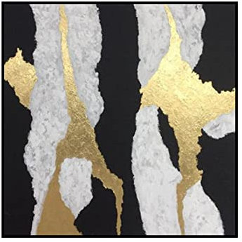 Acrylbilder, Schwarz Weiß Textur Goldfolie Luxus Minimalistisch Abstrakt Moderne Original Handgemalte Ölgemälde Auf Leinwand Für Familie Wand Wohnzimmer Esszimmer Home Art Decor Weihnachtsgesch