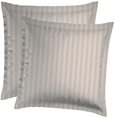 CXL by Christian Lacroix - Lot de 2 Oreillers Carrés + 2 Taies d'oreiller - 65 x 65 cm - Linge de Lit en Satin de Coton - Lavable en Machine à 40°C (Taupe)
