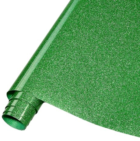 Tintnut Glitter Iron on Vinyl Roll 12 x5ft Heat Transfer Vinyl Dark Green | Glitter HTV vinyl,easycut & weed & transfer,works with iron & heat press,stretchy & waterproof,for t-shirts bags crafts DIY
