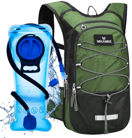 MIKAMEE Trinkrucksack,Wasserrucksack mit 2L BPA-freier Trinkblase,Sportrucksack für Männer und Frauen,Isolierter Trinkrucksack für Laufen,Wandern,Radfahren,Klettern,Camping,Ski,Joggen