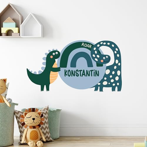GRAZDesign Wandtattoo Dino Dinosaurier Junge Kinderzimmer mit Namen personalisiert, Wandsticker Babyzimmer - 92x50cm