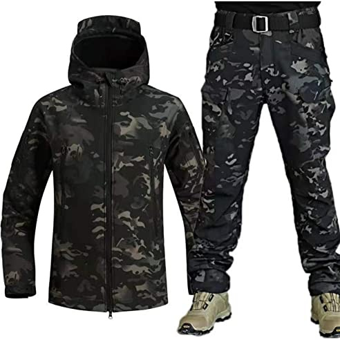 Wasserdichter Militär-Softshell-Anzug für Herren, taktische Jacke und Hose, Set – Armee-Kampfuniform, Camouflage-Militar-Kleidungsanzug