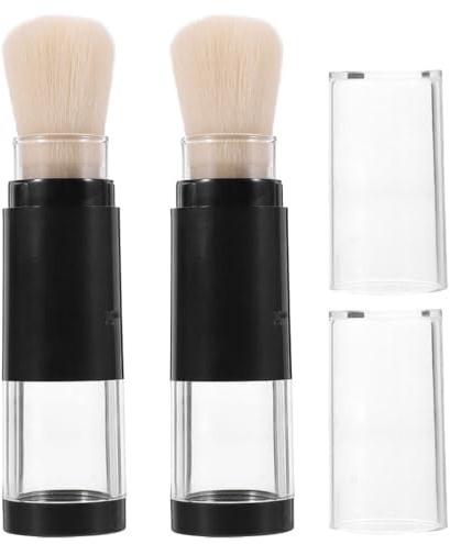 Beaupretty 2 brochas de maquillaje retráctiles para colorete, base de maquillaje, con frascos recargables para colorear, contorno, colorete, polvos y cosméticos