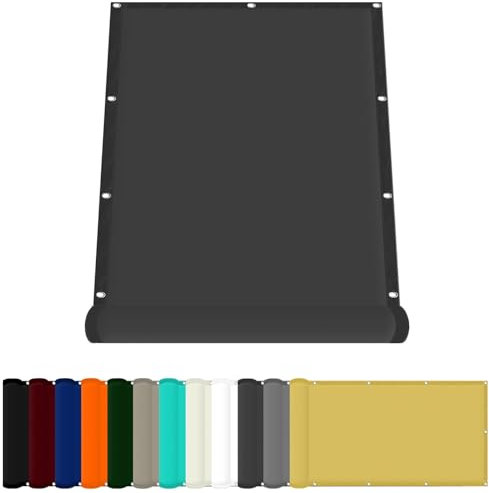 Schattiernetz mit Ösen 110 x 400 cm Wasserdicht Quadratisch Balkon Sichtschutz Uv-Schutz-Polyestergewebe mit Seil Sonnenschutz Markise für Balkon Terrasse Und Garten, Dunkelgrau