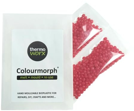 Thermoworx Colourmorph. Termoplastica multiuso modellabile a mano, per sciogliere, modellare e riutilizzare, colore: rosso
