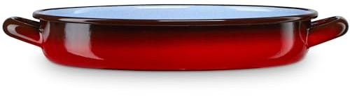 briebe Cacerola Baja Inducción 20 cm, Cazuela 1,2 L Fuente Acero Esmaltado Vitrificado, Apta Vitrocerámica, Fuego, Gas, Horno, Ignea Vintage Rojo