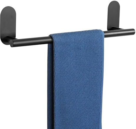 SAYAYO Porte Torchon Cuisine sans Perçage, Accroche Torchon Cuisine Porte Serviette Adhésif en Acier Inoxydable pour Salle de Bain, Armoire, Noir Mat, 40CM