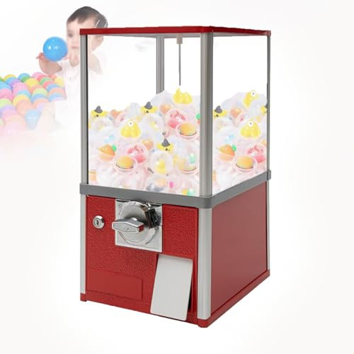 URJWAN 1.26in Ball Bulk Vending Machine Vending Machinew/key Classic Bubble Capsule Toys Dispenser, Commercial Candy Gumball Machine, Perfect for Game Stores and Retail Stores,Red