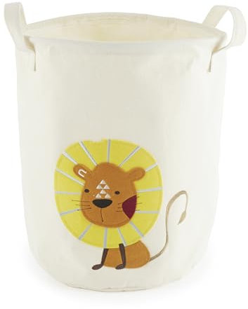 Bieco Wäschekorb Baby Löwe | Großer Aufbewahrungskorb Kinder Baumwolle und Wasserabweisend | Aufbewahrung Kinderzimmer | Wäschekorb Kinderzimmer Mädchen Spielzeug Korb