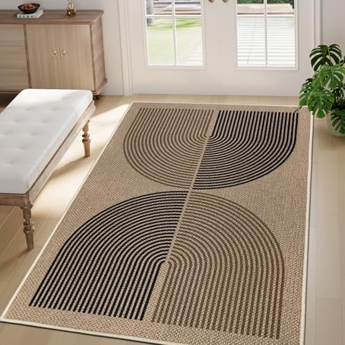 Capslpad Fußmatte außen und Innen 90 x 150 cm, rutschfeste Waschbar Schmutzfangmatte Absorbierend Dünne Türmatte, Fussmatte Aussen für Haustür, Eingangsbereich, Balkon, Schwarz Braun