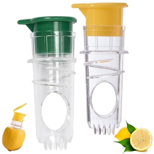 HEOUCH 2 Pezzi Spremiagrumi Manuale, Spremi Agrumi, Spremi Limone con Coperchio, Alloggiamento Trasparente, Piccola Pressa Manuale, Separatore di Particelle di Frutta