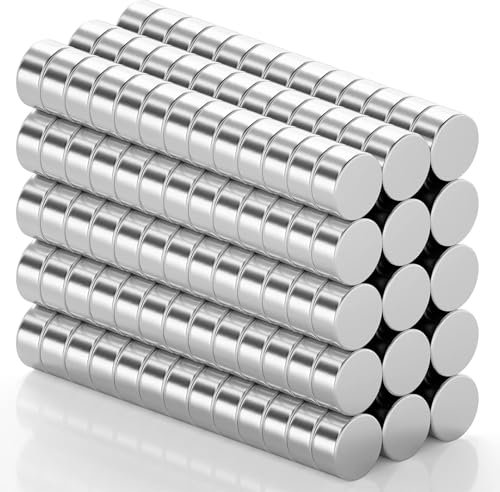 Kolamom 100 stycken små magneter, rund magnet, neodym, 6 x 2 mm för magnettavla, kylskåp, whiteboard, anslagstavla