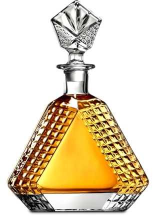Triangle Whiskey Decanter 650ml – Premium Glass Liquor Decanter with Solid Glass Stopper, Stylish Barware for Bourbon, Scotch & Spirits, Gift-Ready Packaging, Gift for Husband or Her