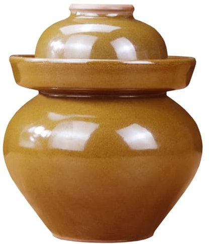 Natural Ceramic Fermentation JarCapacity Sealed Pickle Jar, Chinese Fermentation t With Water Seal, Ceramic Jar With Lid Canning Jars for Pickles, mchi 6.5L