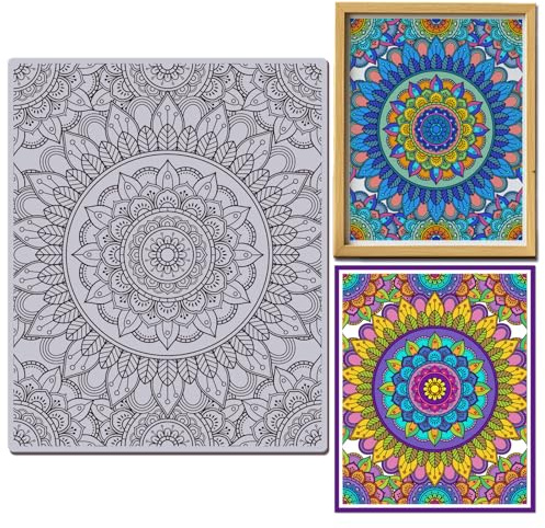 GLOBLELAND Timbro in gomma con motivo mandala fiore EVA con supporto adesivo per sfondo mandalas set di timbri in gomma per creazione di biglietti album fotografici decorazioni fai da te