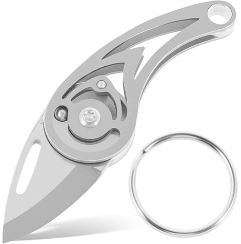 GWCYMYD Mini Taschenmesser Tragbar Edelstahl Schlüsselanhänger Messer mit Karabiner Stilvoll Multifunktional Klappmesser Schlüsselanhänger für Outdoor-Aktivitäten Camping Angeln Bergsteigen