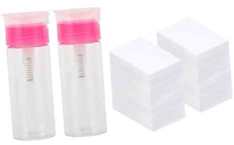 DECORNIJIA Set Kit Manicure Vuoto Bottiglia 100ml in Plastico e 652 Pezzi di Salviette per Rimuovere Smalto Semipermanente, Facile da Pulire