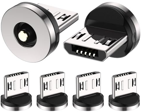 TUNKIA Lot de 6 connecteurs magnétiques micro USB à 1 broche - Câble de charge magnétique 1.0 - Tête magnétique - Protection contre la poussière - Connecteur pour port de charge - Connecteur