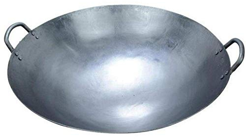 GAOAZHEN Padella in ghisa Premium Wok in Ferro - 40 cm, Antiaderente, Adatta al Gas, Manici Larghi, 16 Pollici