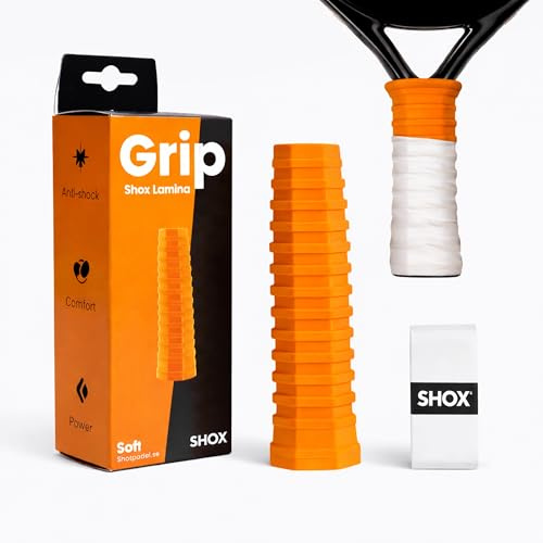 shoxpadel Premium Padelgriff mit Overgrip – Padel-Schlägergriff + Ultralweiches, Rutschfestes, Schweißresistentes und Dämpfendes Band Kontrolle (Orange)
