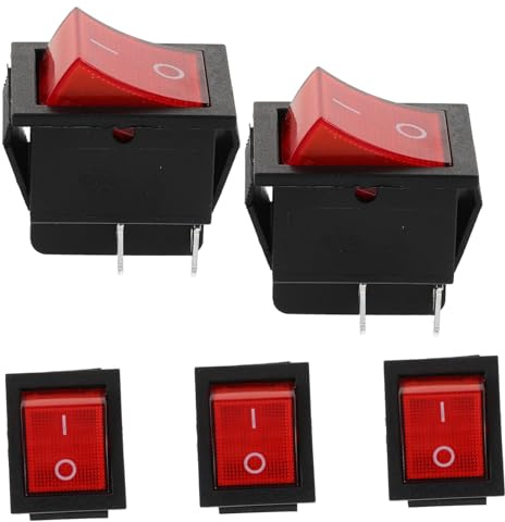HAPINARY Interrupteur à Bascule Marin Marche/arrêt Kcd4 4 Broches Plastique Rouge 5 Pièces Haute Puissance pour Bateau Voiture Camping-car Navigation de Plaisance Usage Électrique