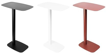 Natural Goods Berlin 1x Beistelltisch Lucia - Beistelltisch Weiß, Nachttisch Metall - Metalltisch Outdoor Pulverbeschichtung Rostfrei - Laptop Tisch für Bett, Tisch Neben Couch, Sofatisch C-Form