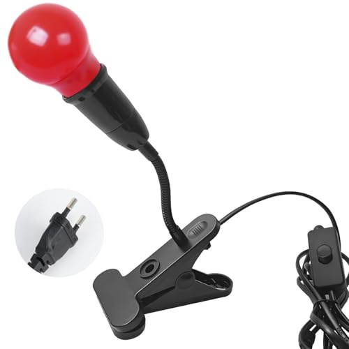 eTone Darkroom Safe Light Lampe de bureau LED rouge avec clip, réglable à 360 degrés, convient pour le traitement du film S/W et du papier d'impression S/W (5 W)