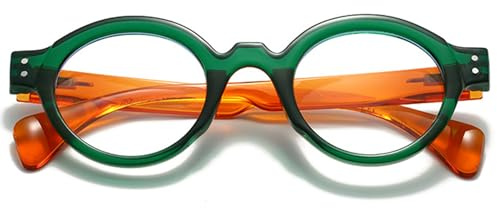 Lanomi Rund Lesebrille ohne Blaulichtfilter Damen Herren Bunt Rahmen Sehhilfe Transparente Linse Lesehilfe HD Brille