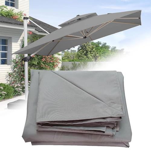 8 Ribs Outdoor Umbrella Canopy Replacement Square 3x3M 2.5x2.5M Patio Hanging Offset Cantilever Parasol Umbrella Cover Canopy, Waterproof, For Backyard Garden Beach Sun Shade Top Canopy(Grays,2.5x2.5m