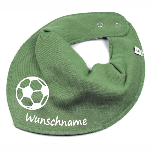 HALSTUCH mit Namen oder Text personalisiert für Baby oder Kind aus Baumwolle in Einheitsgröße Fußball