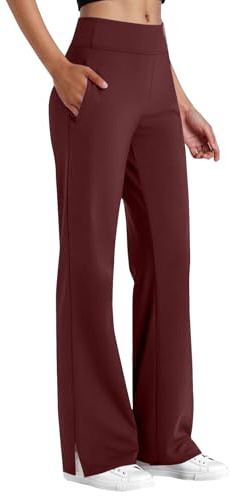 PODOLIXIA Pantalones de yoga para mujer, cintura alta, acampanados, cómodos, pantalones de bateo, pantalones de deporte, elásticos, anchos, pantalones de jazz, trabajo, informales, con goma elástica y