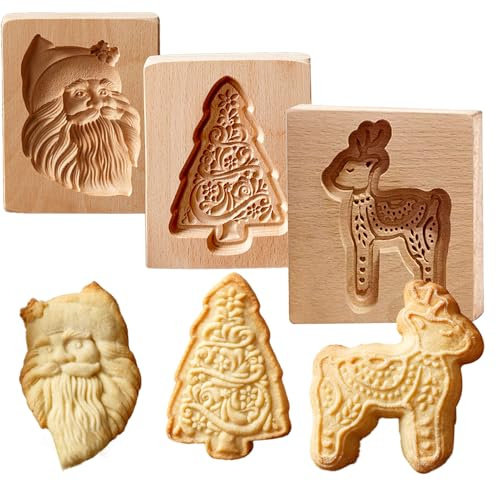 Keksformen aus Holz Ausstechformen Plätzchenformen Eichhörnchen und Tannenzapfen Cookie Cutter Backformen Holzbackform DIY Keks Pressstempel Formen für Backbegeisterte Anfänger (C)