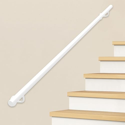 Pasamanos de escalera para interior y exterior, barandilla de escalera de tubo redondo de hierro galvanizado blanco con accesorios, barandilla de pared antideslizante(300cm)
