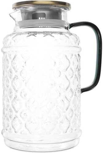 NUOBESTY Jarras de Vidrio para Agua Fría 3L Asa Ergonómica para Uso Diario en Familia, Acero Inoxidable y Vidrio Resistentes