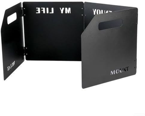 Gdfnmogo Pare-brise pliable en acier pour réchaud à gaz – Pare-vent à quatre volets, compact 50 x 25 x 25 cm, randonnée et cuisine en plein air (noir)