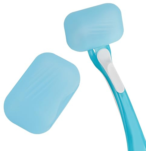 2-pack rakhyvel silikonfodral, bärbar rakhållare för resor, rakhyvelskydd kompatibel med Venus rakhyvel resväska, bladbehållare förvaring rakapparathållare (blå)