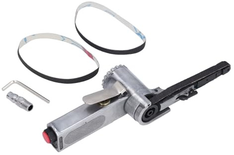 Lijadora de banda neumática de 1/4 de pulgada, kit de lijadora y pulidora para trabajo en metal con banda de 10 mm, lijadora de banda neumática de acero inoxidable para madera,