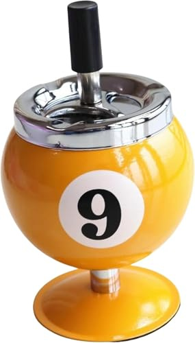 Vintage billiard iron ashtray with windproof cover for home,decoration,outdoor use,spherical design stainless steel ashtray for bars,billiard rooms,indoor and outdoor use