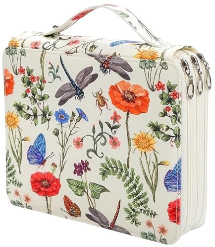 Organizador de lápices de colores Estuche organizador de marcadores con 120 ranuras con patrón de impresión Estuche artístico de 9, 4x7, 9x2, 5 con cremallera para bolígrafos o marcadores de acuare