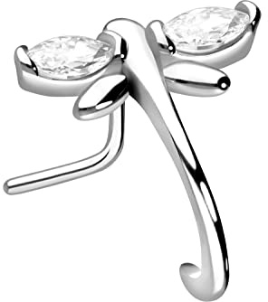 PIERCINGLINE Chirurgenstahl Nasenpiercing | Libelle | Piercing Nase Stecker | Farbauswahl