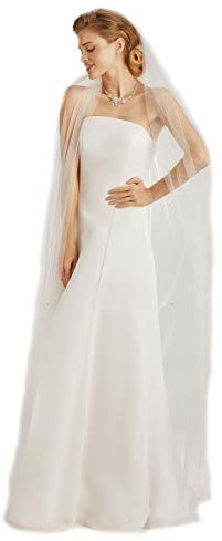 Unbekannt Schleier Brautschleier 1 Lage IVORY Creme 1-lagig Kristalle 200cm Hochzeit Braut NEU Soft Tüll