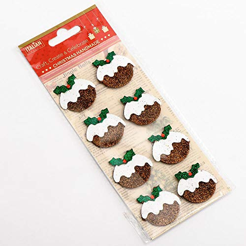 Glitter Christmas Puddings Christmas Craft Decorations (Pack of 8) | Christmas Craft Decorations, Glitter Finish, Card Making, Scrapbooking, Festive Crafts, Self-Adhesive