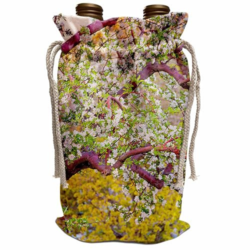 3dRose Close up of What Looks Like Popcorn Popping on Apricot Tree with Hues of White, Pink and Yellow Wine Bag