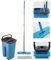 MSV - Ensemble Balai Serpillière + Seau Essoreur d’Auto-Nettoyage 4L + Serpillère de Rechange - Kit Lavage Tous Sols Maison, Carrelage, Parquet, Lino… - Bleu